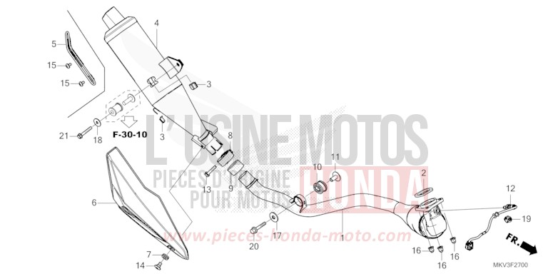 SILENCIEUX D'ECHAPPEMENT de Forza 750 PEARL GLARE WHITE (NHB53) de 2023